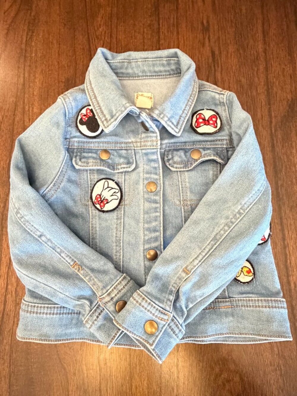 Disney Girls Denim Jacket Tutu Couture Patches Snap Button Down, Size 3T